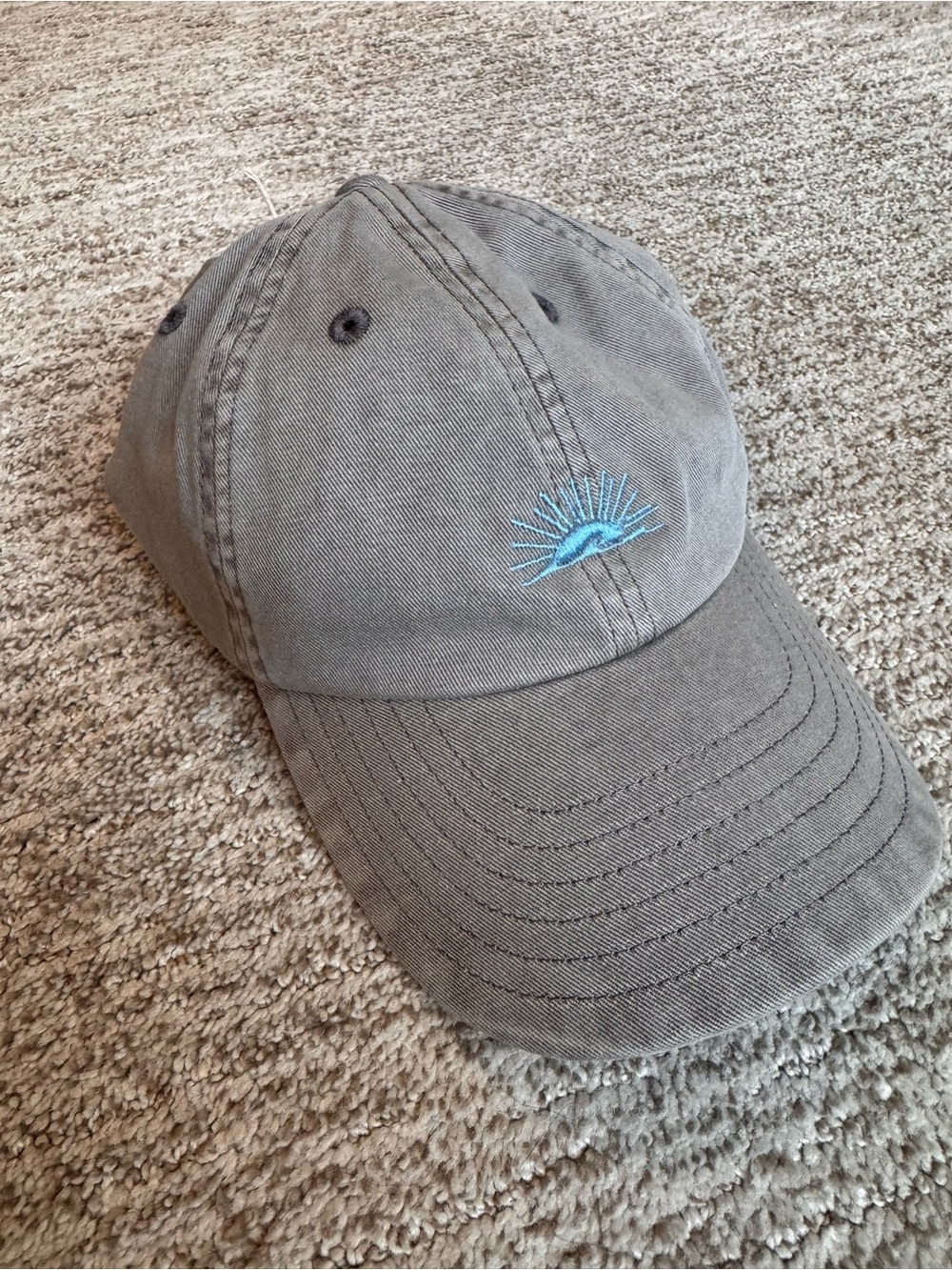 Gray Faherty Baseball Cap with Blue Sun Embroidery